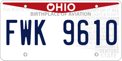 OH license plate FWK9610