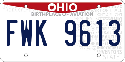 OH license plate FWK9613