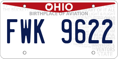 OH license plate FWK9622