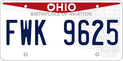 OH license plate FWK9625