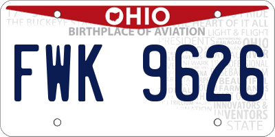 OH license plate FWK9626
