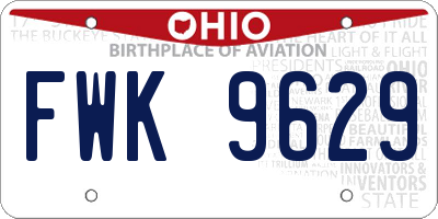 OH license plate FWK9629