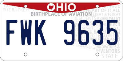 OH license plate FWK9635