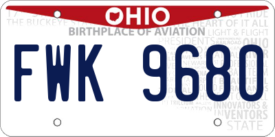 OH license plate FWK9680