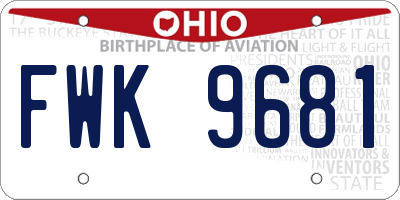 OH license plate FWK9681