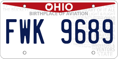 OH license plate FWK9689