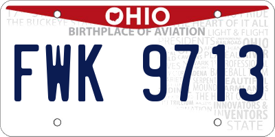 OH license plate FWK9713