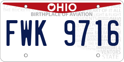 OH license plate FWK9716