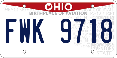 OH license plate FWK9718