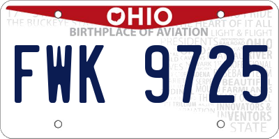 OH license plate FWK9725
