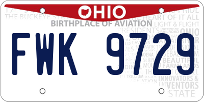OH license plate FWK9729