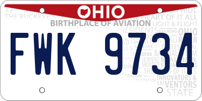OH license plate FWK9734