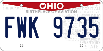 OH license plate FWK9735