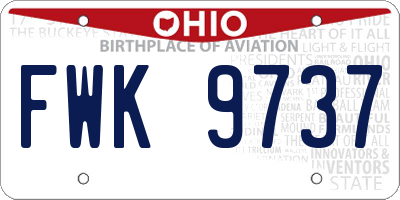 OH license plate FWK9737