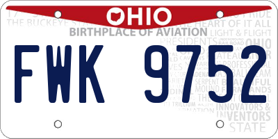 OH license plate FWK9752