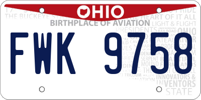 OH license plate FWK9758