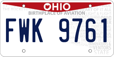 OH license plate FWK9761
