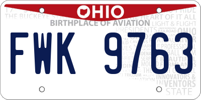 OH license plate FWK9763