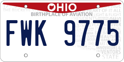 OH license plate FWK9775