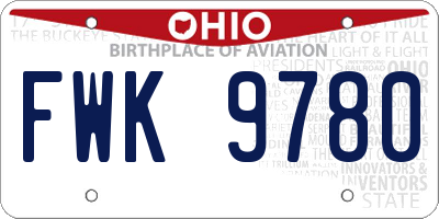 OH license plate FWK9780