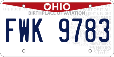 OH license plate FWK9783