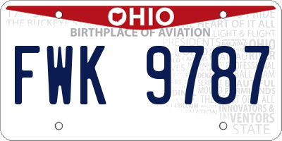 OH license plate FWK9787