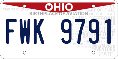 OH license plate FWK9791