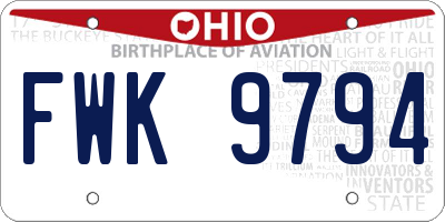 OH license plate FWK9794