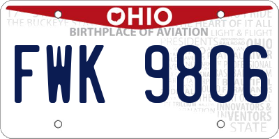 OH license plate FWK9806