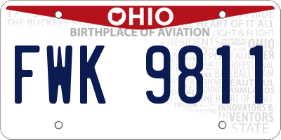 OH license plate FWK9811