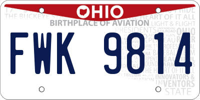 OH license plate FWK9814