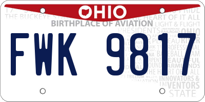 OH license plate FWK9817