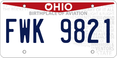 OH license plate FWK9821