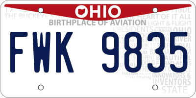 OH license plate FWK9835