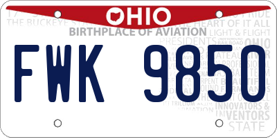 OH license plate FWK9850