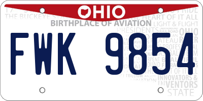 OH license plate FWK9854