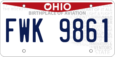 OH license plate FWK9861