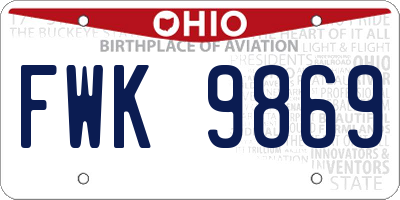OH license plate FWK9869