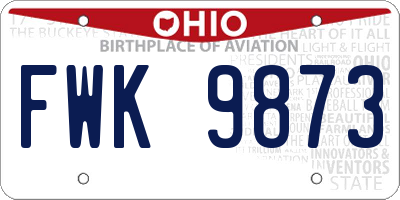 OH license plate FWK9873
