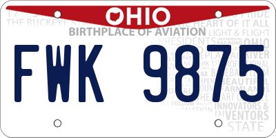 OH license plate FWK9875