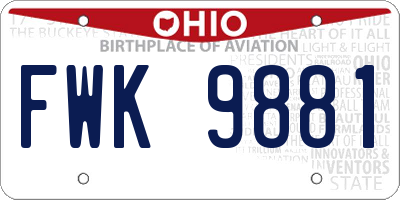 OH license plate FWK9881
