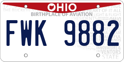 OH license plate FWK9882