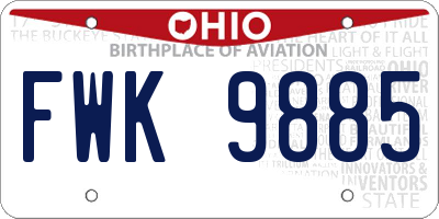 OH license plate FWK9885