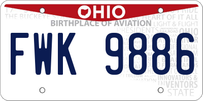 OH license plate FWK9886