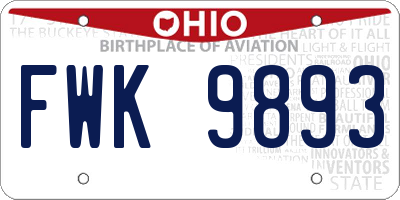 OH license plate FWK9893