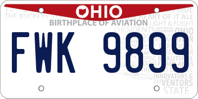 OH license plate FWK9899