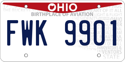 OH license plate FWK9901