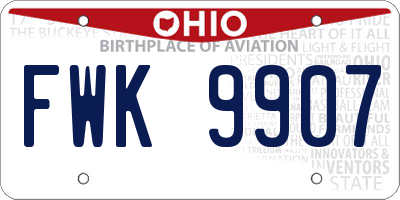 OH license plate FWK9907