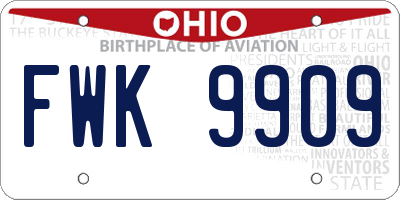 OH license plate FWK9909