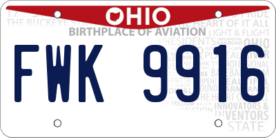 OH license plate FWK9916